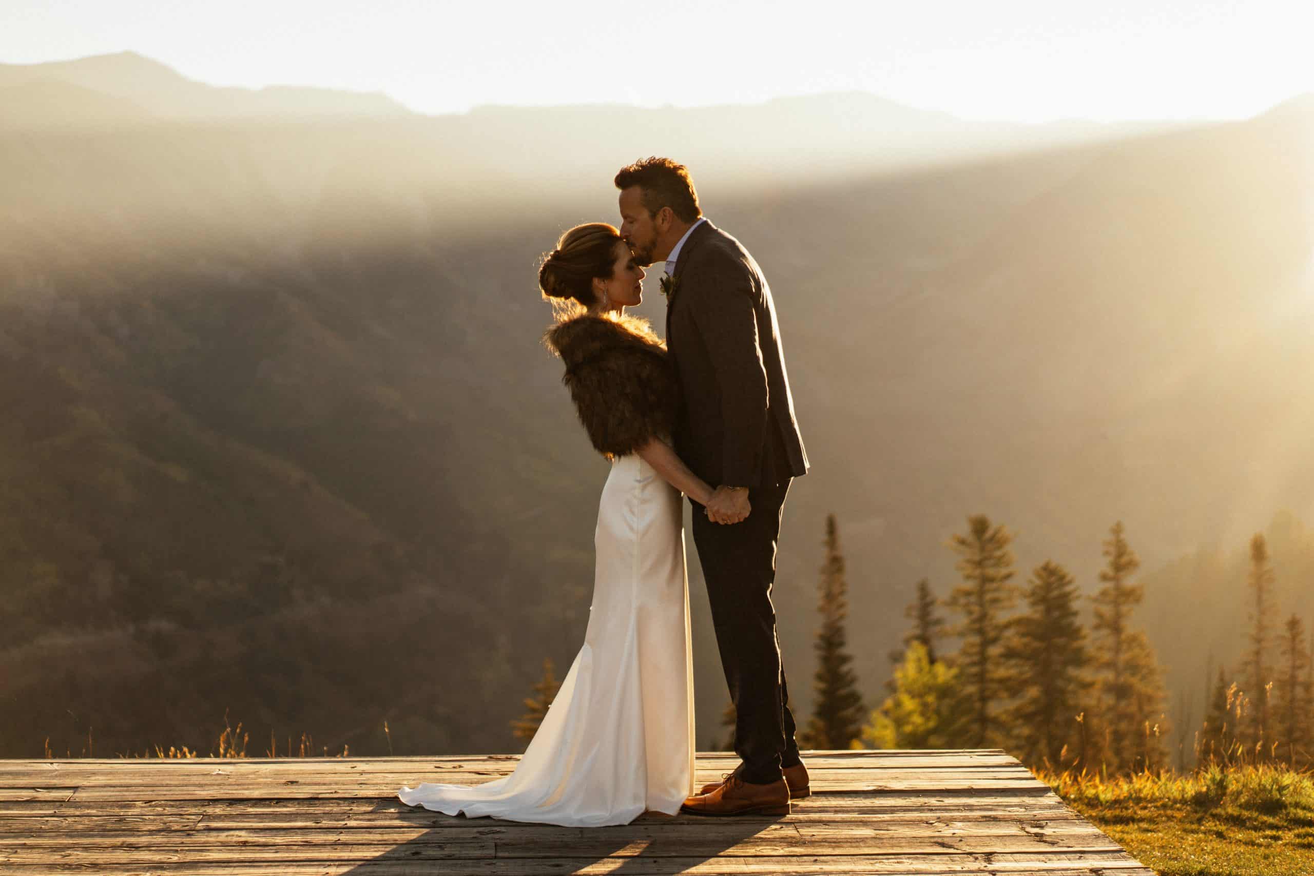 couple eloping at San Sophia overlook in Telluride Colorado