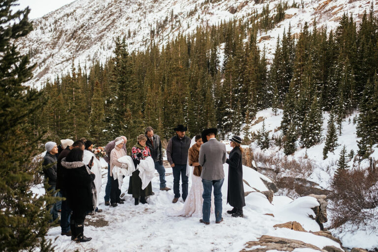 Clint + Clarissa’s Snowy Colorado Microwedding in the Mountains